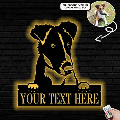 Personalized Fox terrier smooth Dog Metal Sign Led Lights Custom Name Photo