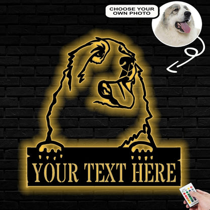 Personalized Great pyrenees Dog Metal Sign Led Lights Custom Name Photo