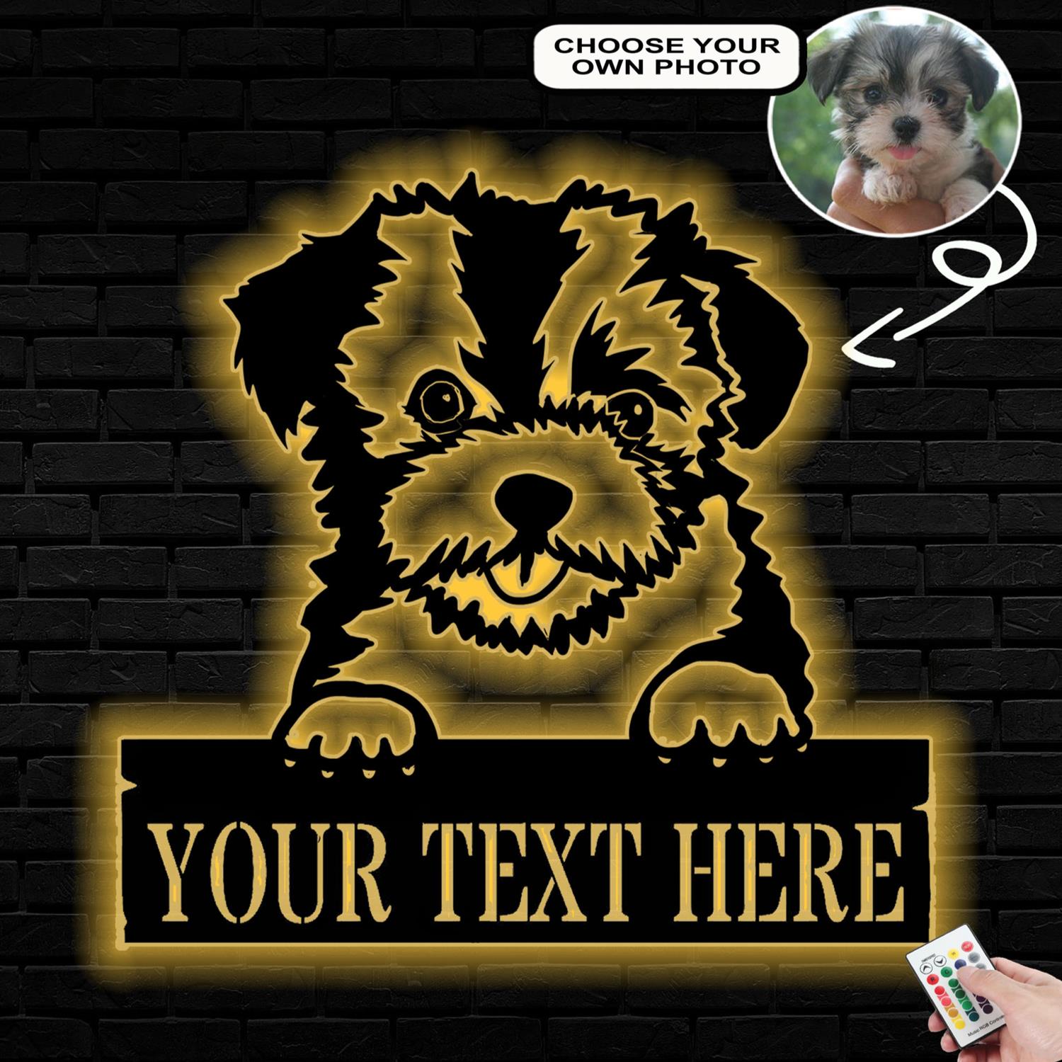 Personalized Hawanese Dog Metal Sign Led Lights Custom Name Photo