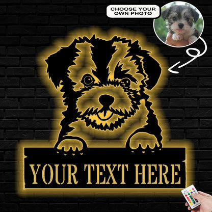 Personalized Hawanese Dog Metal Sign Led Lights Custom Name Photo