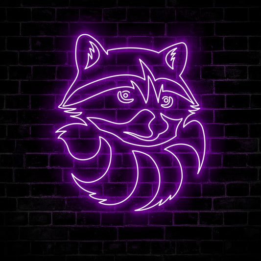 Raccoon Neon Sign Wall Art with LED Light Woodland Animal Neon Sign Home Decor Nursery Decoration Man Cave Hanging Housewaeming Birthday Xmas Gift