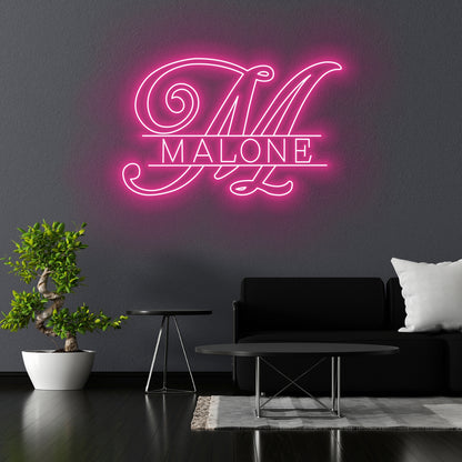 Custom Family Name Neon Sign, Initial Neon Sign, Monogram Neon Sign, Door Hanger, Last Name Neon Sign, Neon Sign Wall Art, Neon Sign Decorative Wall Art