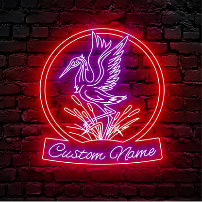 Custom Heron Bird Neon Sign Wall Art LED Light Personalized Blue Heron Lover Name Neon Sign Home Decor Kid Boy Girl Nursery Decoration Christmas Gift