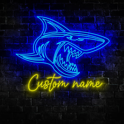 Custom Great White Shark Neon Sign Wall Art LED Light Personalized Shark Lover Name Neon Sign Home Decor Boy Girl Nursery Decoration Christmas Gifts