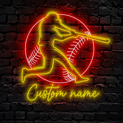 Custom Baseball Neon Sign Wall Art LED Light Personalized Softball Player Name Neon Sign Home Decor Kid Nursery Decoration Birthday Xmas Gifts