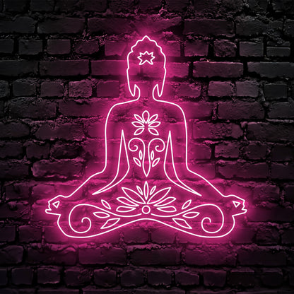 Yoga Buddha Lotus Neon Sign Wall Art LED Light Buddhist Namaste Neon Sign Home Decor Buddhism Decoration Man Cave Housewarming Christmas Birthday
