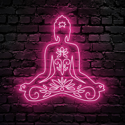 Yoga Buddha Lotus Neon Sign Wall Art LED Light Buddhist Namaste Neon Sign Home Decor Buddhism Decoration Man Cave Housewarming Christmas Birthday