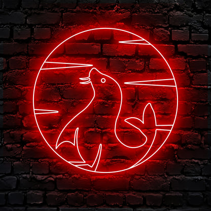 Seals On The Moon Sea Lion Neon Sign Wall Art LED Light Sunset Pinniped Lover Neon Sign Home Decor Boy Girl Nursery Decoration Birthday Housewarming