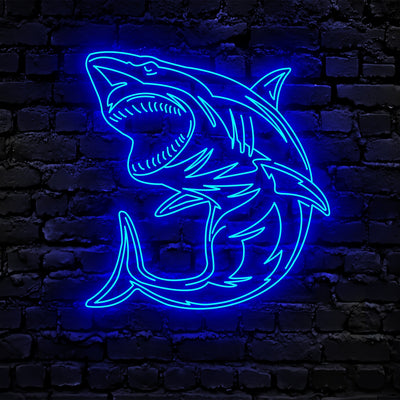 Great White Shark Neon Sign Wall Art LED Light Shark Lover Name Neon Sign Home Decor Boy Girl Nursery Decoration Birthday Housewarming Gifts