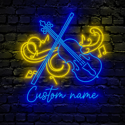 Custom Violin Musical Instrument Neon Sign Wall Art LED Light Personalized Violin Player Name Neon Sign Home Decor Music Room Decoration Birthday
