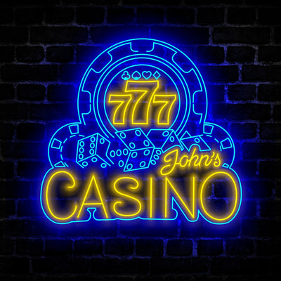 Custom Slot Machines Casino Playing Cards Chips Gambling Dice Poker Neon Sign Wall Art LED Light Personalized Gamzone Name Neon Sign Decor Gamer Gift