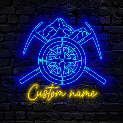 Custom Climbing Tools Neon Sign Wall Art LED Light Personalized Rock Climber Name Neon Sign Home Decor Man Cave Nursery Decoration Birthday Xmas Gift