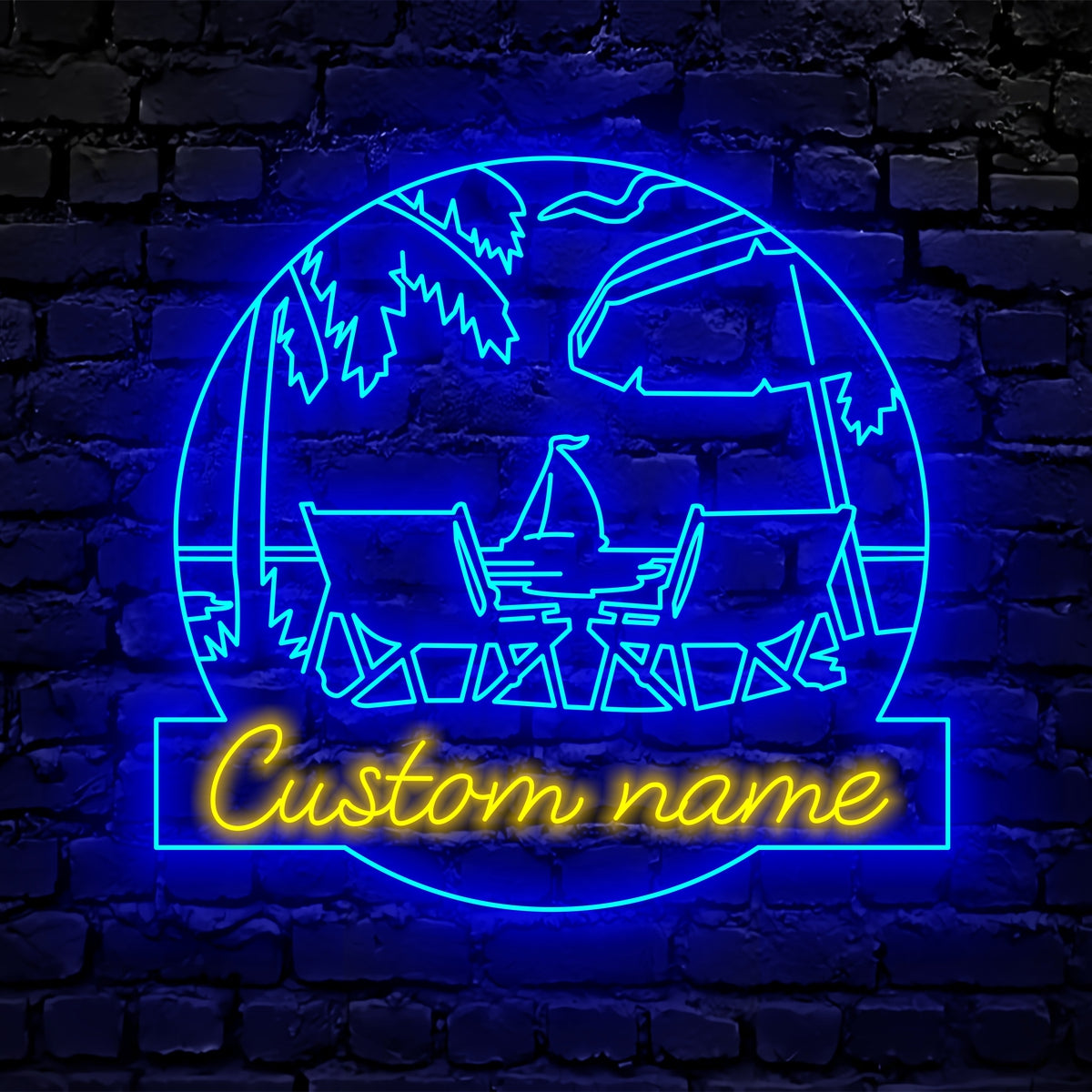 Custom Nautical Beach House Neon Sign Wall Art Led Light Personalized Welcome Family Name Neon Sign Decoration Palm Tree Summer Coastal Home Decor