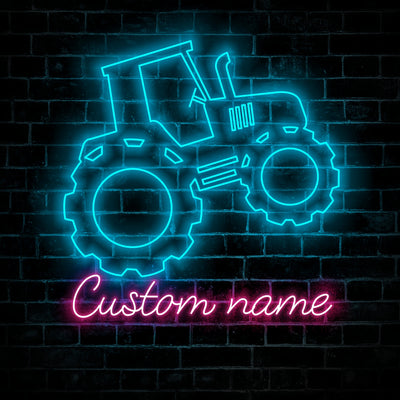 Custom Kid's Tractor Farm Neon Sign Wall Art LED Light Personalized Boy Farmer Name Neon Sign Home Decor Girl Farming Wagon Decoration Birthday Xmas