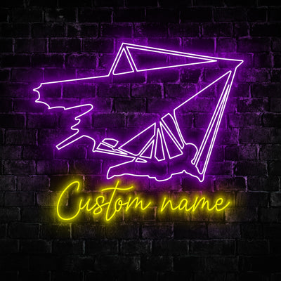 Custom Hang Gliding Neon Sign Wall Art LED Light Personalized Hang Glider Name Neon Sign Home Decor Hang Gliding Lover Decoration Birthday Xmas