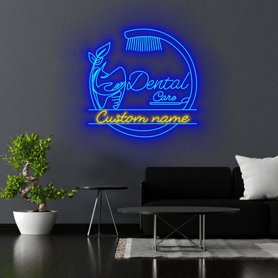 Custom Dental Clinic Neon Sign Wall Art LED Light Personalized Dental Care Name Neon Sign Home Decor Dentist Office Decoration Birthday Christmas