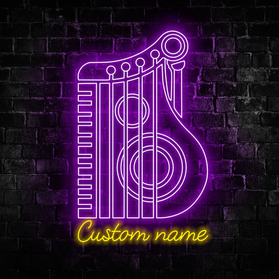 Custom Zither Musical Instrument Neon Sign Wall Art LED Light Personalized Zither Player Name Neon Sign Home Decor Music Room Decoration Birthday