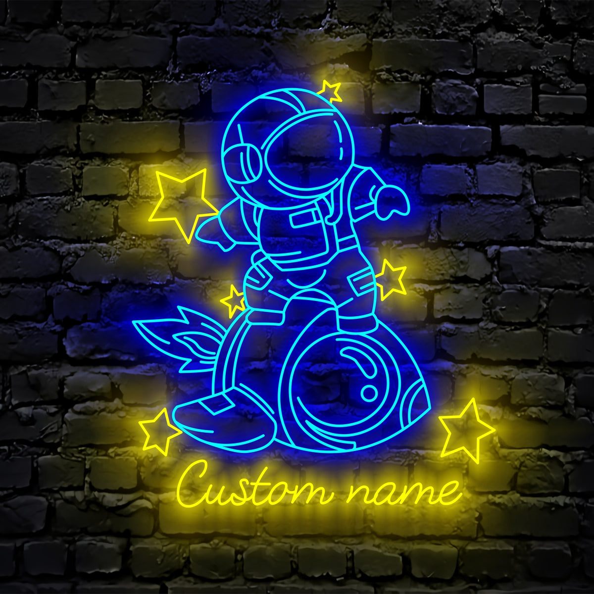 Custom Cute Space Astronaut Neon Sign Wall Art LED Light Personalized Boy Riding A Rocket Name Neon Sign Home Decor Spaceship Kid Nursery Decoration