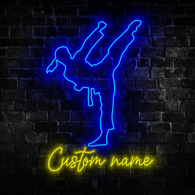 Custom Girl Karate Martial Arts Neon Sign Wall Art with LED Light Personalized Kid Karate Name Neon Sign Home Ryukyuan Martial Arts Decoration Xmas