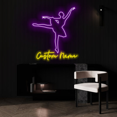 Custom Ballerina Dance Neon Sign Wall Art LED Light Personalized Girl Ballet Dancing Name Neon Sign Home Decor Dancer Kid Nursery Decoration Birthday