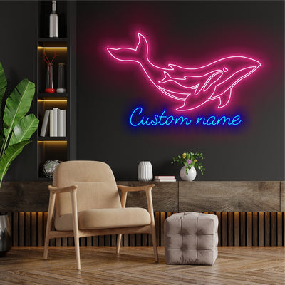 Custom Mom baby Dolphin Neon Sign Wall Art LED Light Personalized Family Dolphin Lover Name Neon Sign Home Decor Boy Girl Nursery Decoration Xmas