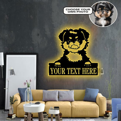 Personalized Affenpinscher Dog Metal Sign Led Lights Custom Name Photo