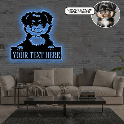 Personalized Affenpinscher Dog Metal Sign Led Lights Custom Name Photo