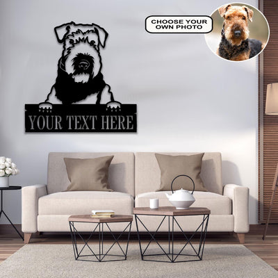 Personalized Airedale terrier Dog Metal Sign Led Lights Custom Name Photo