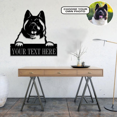 Personalized Akita Dog Metal Sign Led Lights Custom Name Photo