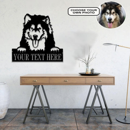 Personalized Alaskan malamute Dog Metal Sign Led Lights Custom Name Photo
