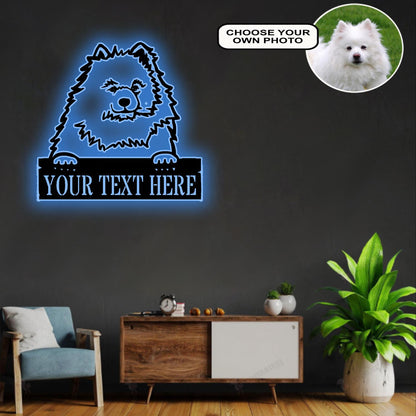 Personalized American eskimos Dog Metal Sign Led Lights Custom Name Photo