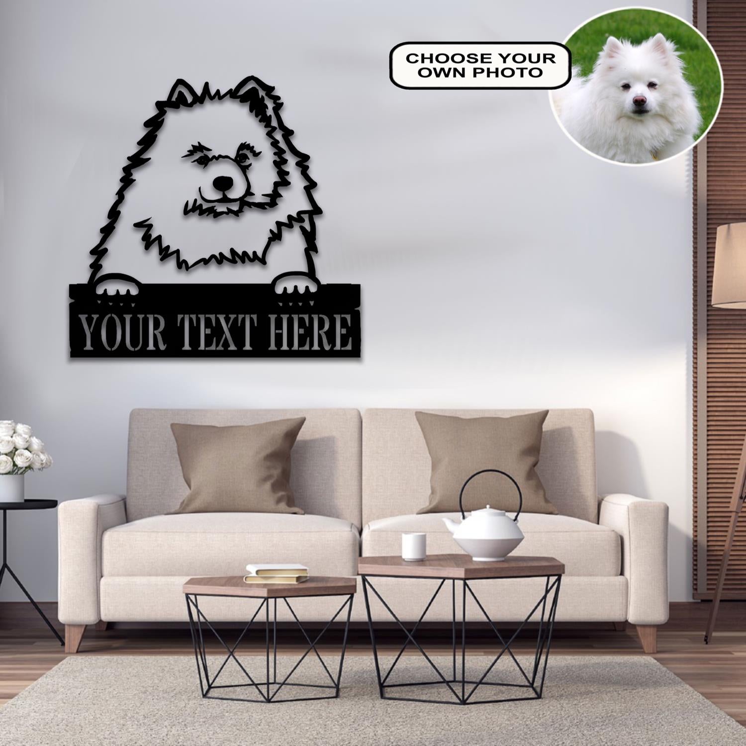 Personalized American eskimos Dog Metal Sign Led Lights Custom Name Photo