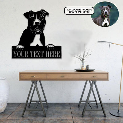 Personalized American pit bull terrier Dog Metal Sign Led Lights Custom Name Photo