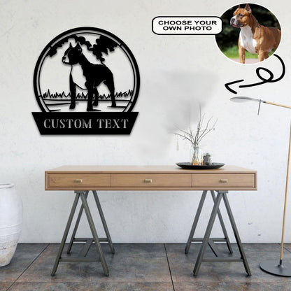 Personalized American Staffordshire terrier Dog Metal Sign Led Lights Custom Name Photo