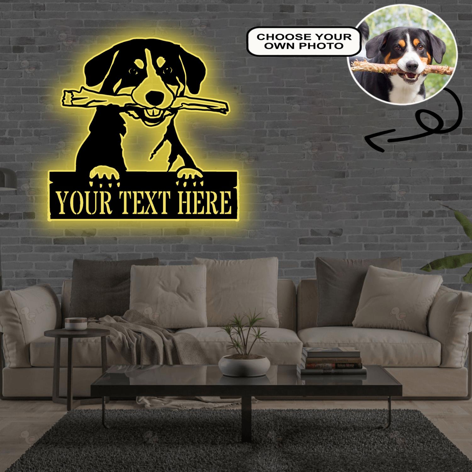 Personalized Appenzeller Dog Metal Sign Led Lights Custom Name Photo