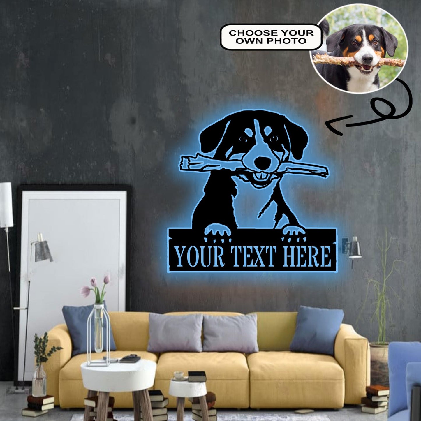 Personalized Appenzeller Dog Metal Sign Led Lights Custom Name Photo