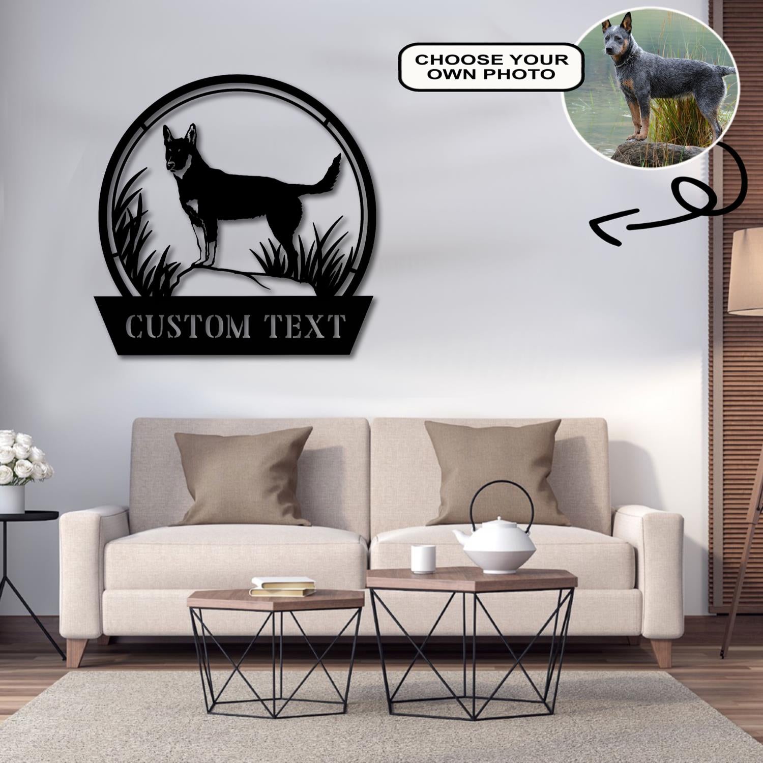 Personalized Australian cattle dog Dog Metal Sign Led Lights Custom Name Photo