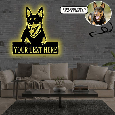 Personalized Australian hound Dog Metal Sign Led Lights Custom Name Photo