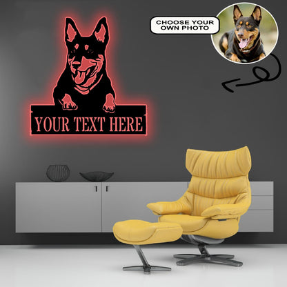 Personalized Australian hound Dog Metal Sign Led Lights Custom Name Photo
