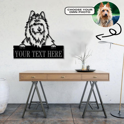 Personalized Australian terrier Dog Metal Sign Led Lights Custom Name Photo