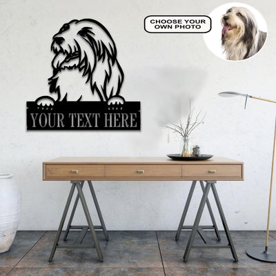 Personalized Bearded collie Dog Metal Sign Led Lights Custom Name Photo