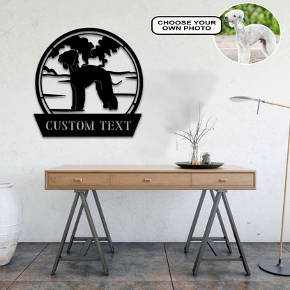 Personalized Bedlington terrier Dog Metal Sign Led Lights Custom Name Photo