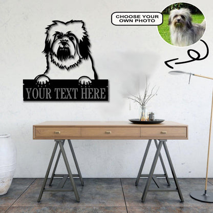 Personalized Bichon-lyon Dog Metal Sign Led Lights Custom Name Photo