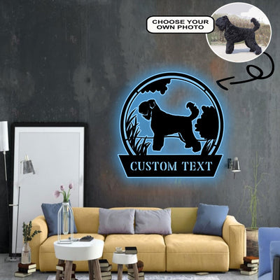 Personalized Black russian terrier Dog Metal Sign Led Lights Custom Name Photo