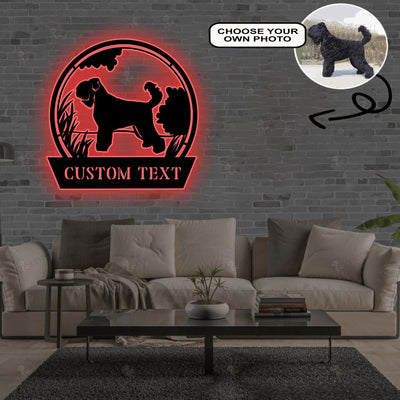 Personalized Black russian terrier Dog Metal Sign Led Lights Custom Name Photo