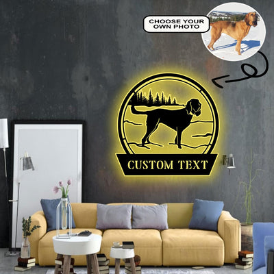 Personalized Bloodhound Dog Metal Sign Led Lights Custom Name Photo
