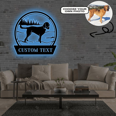 Personalized Bloodhound Dog Metal Sign Led Lights Custom Name Photo