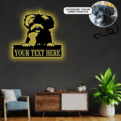 Personalized Bolonka zwetna Dog Metal Sign Led Lights Custom Name Photo