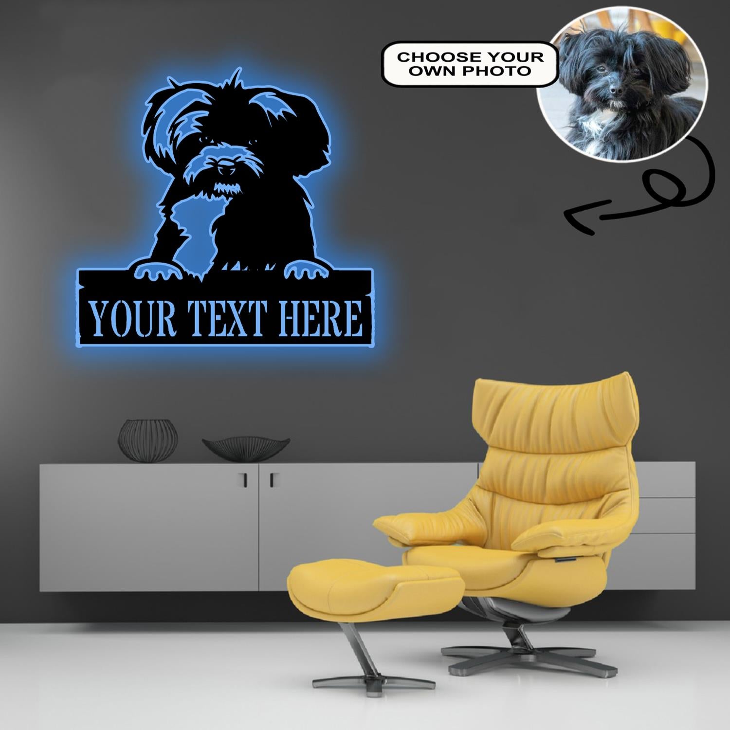 Personalized Bolonka zwetna Dog Metal Sign Led Lights Custom Name Photo