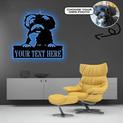 Personalized Bolonka zwetna Dog Metal Sign Led Lights Custom Name Photo